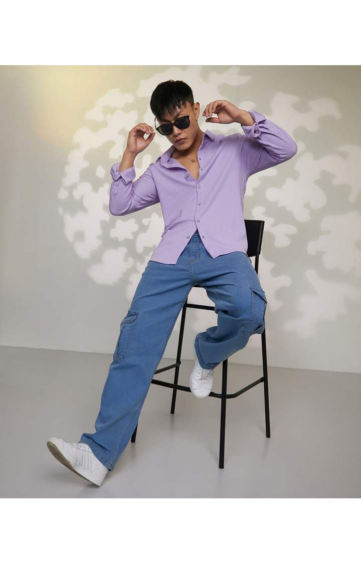Men's Purple Solid Casual Shirts