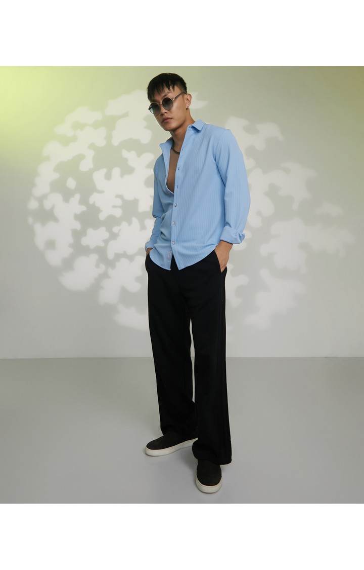 Men's Blue Solid Casual Shirts