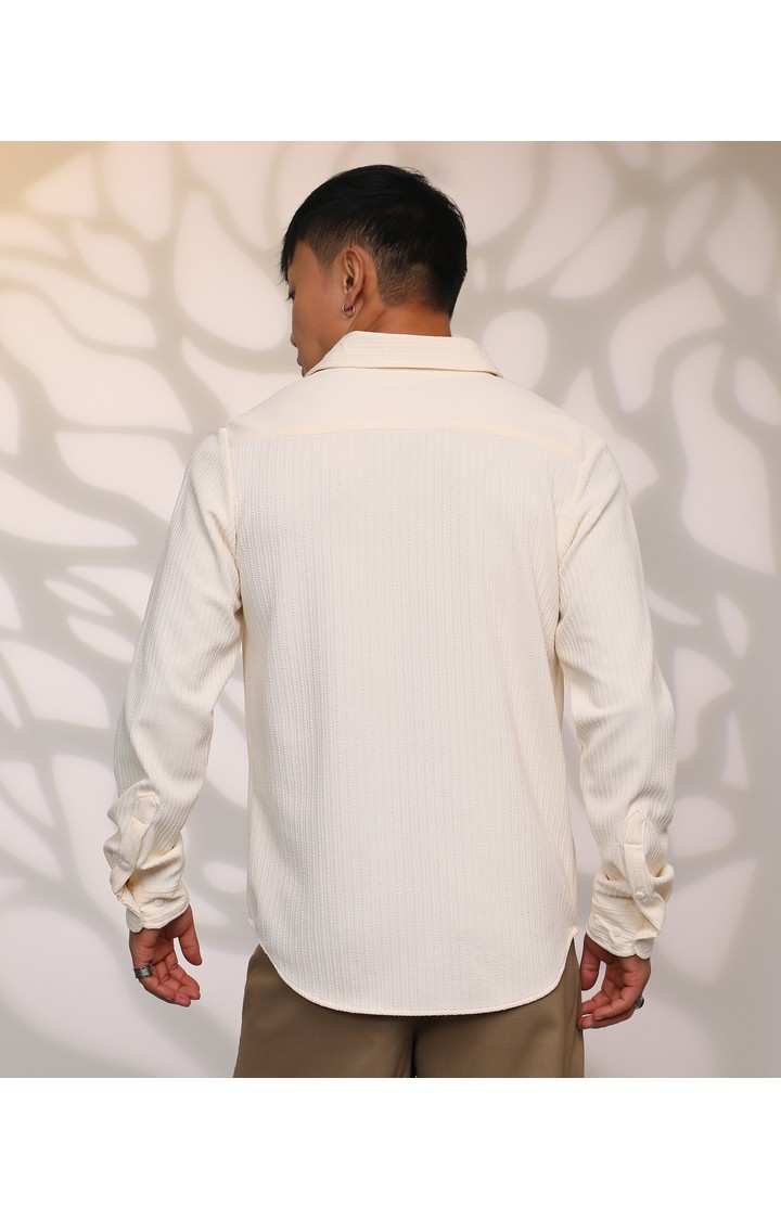 Men's White Solid Casual Shirts