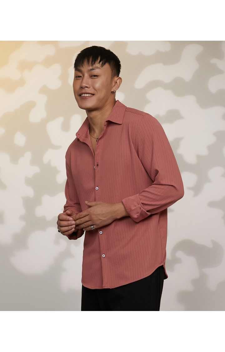 Men's Maroon Solid Casual Shirts