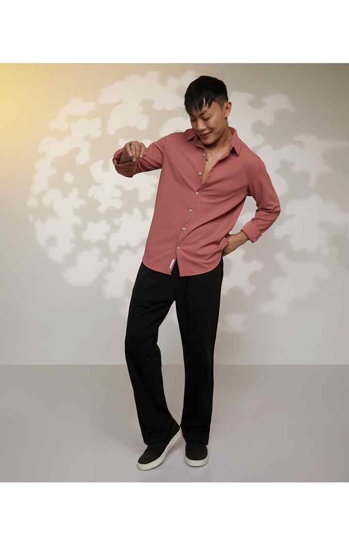 Men's Maroon Solid Casual Shirts