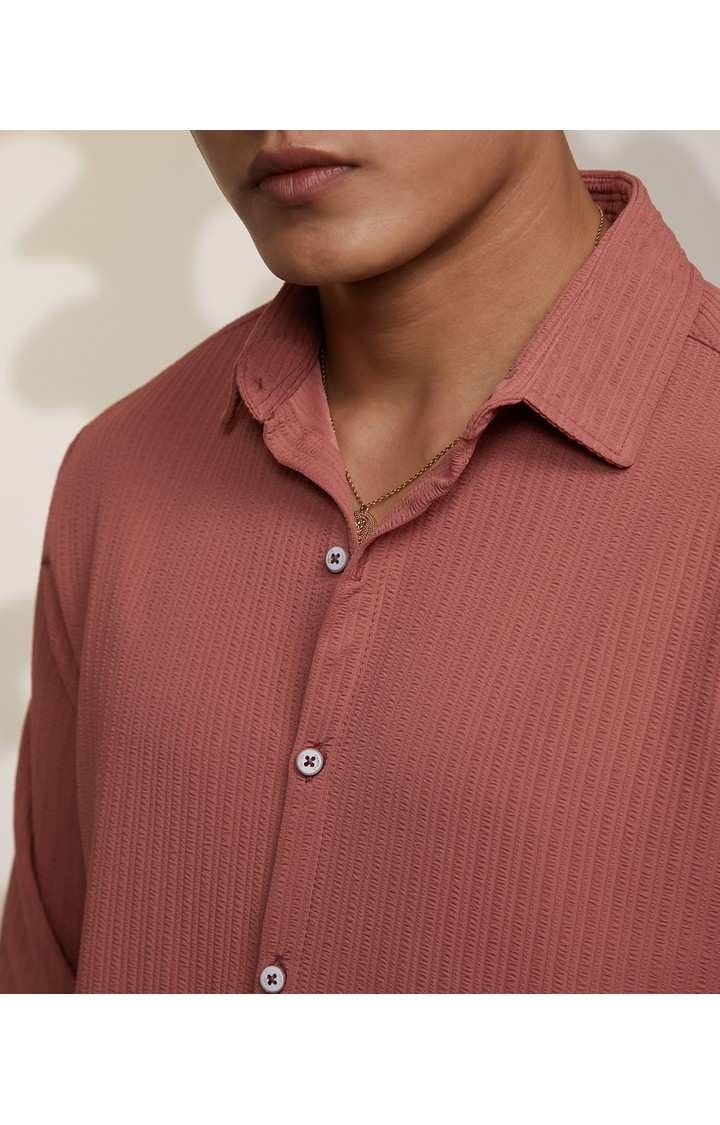 Men's Maroon Solid Casual Shirts