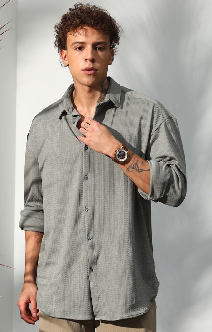 Men's Grey Solid Casual Shirts