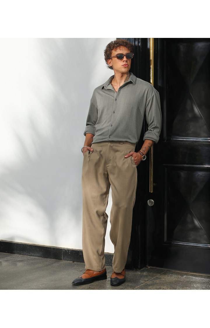 Men's Grey Solid Casual Shirts