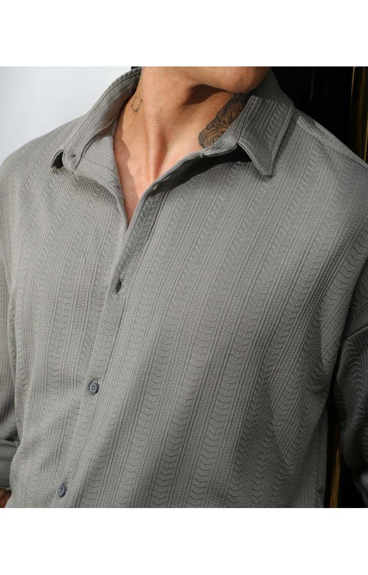 Men's Grey Solid Casual Shirts