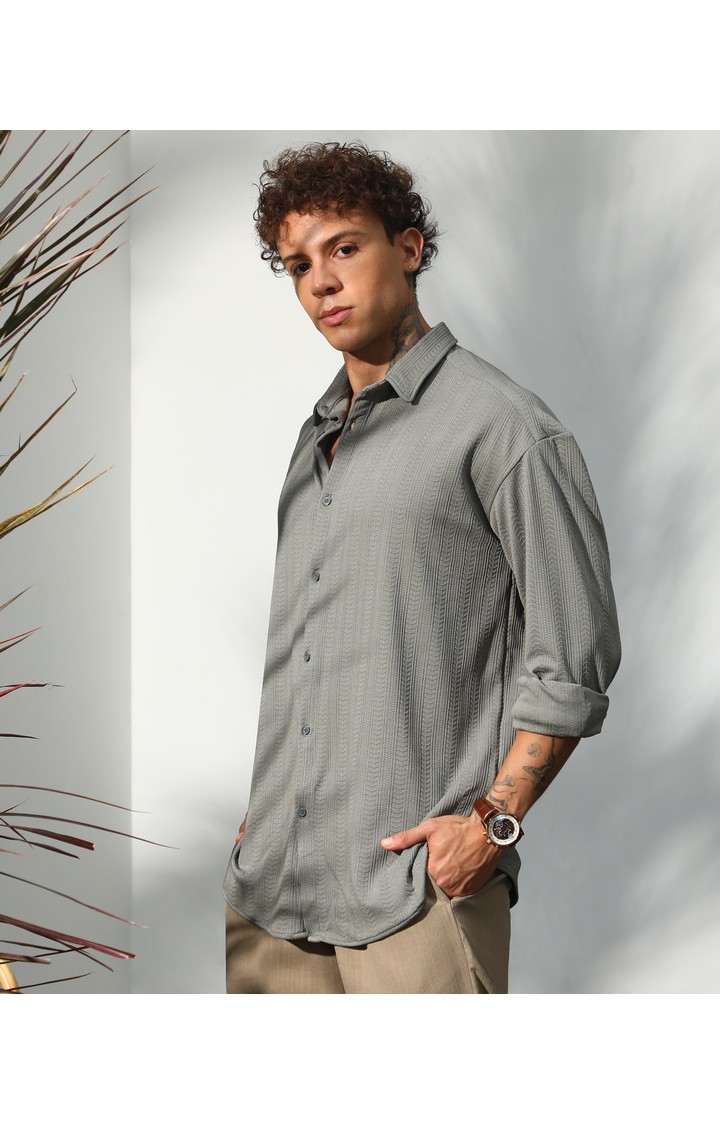 Men's Grey Solid Casual Shirts