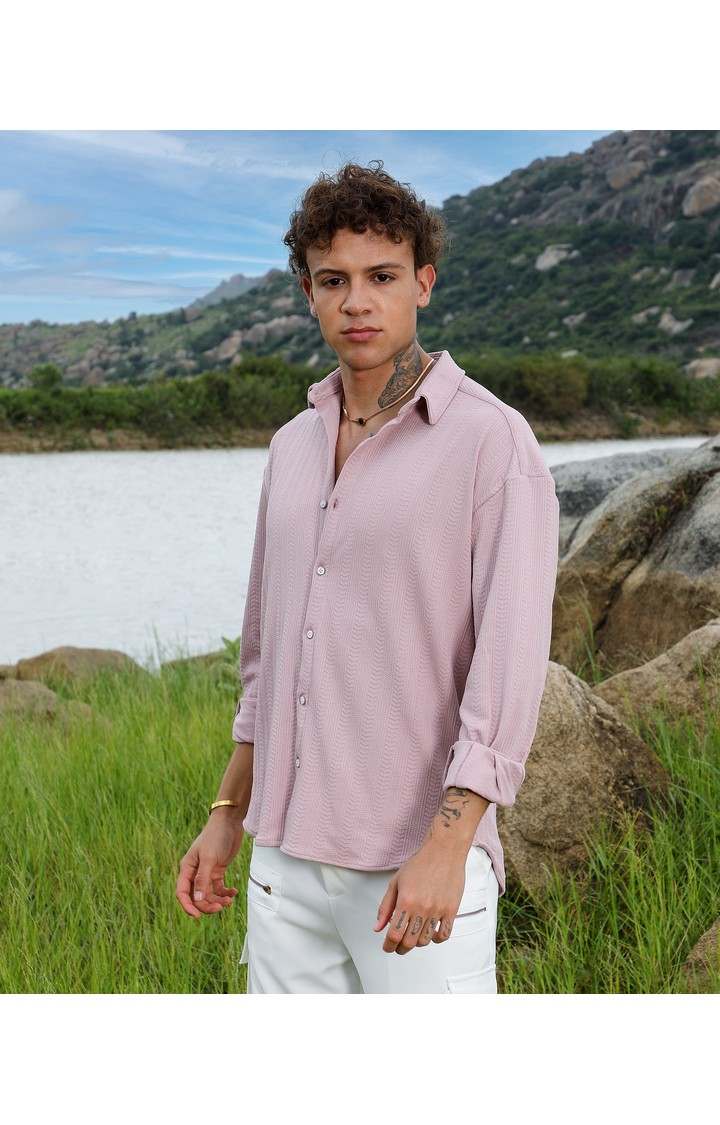 Men's Pink Solid Casual Shirts