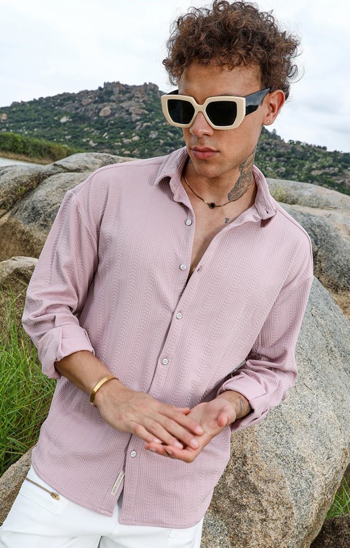Men's Pink Solid Casual Shirts