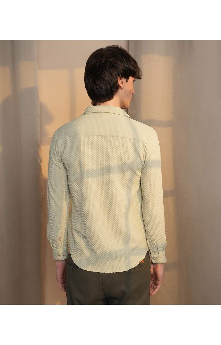 Men's Cream Solid Casual Shirts