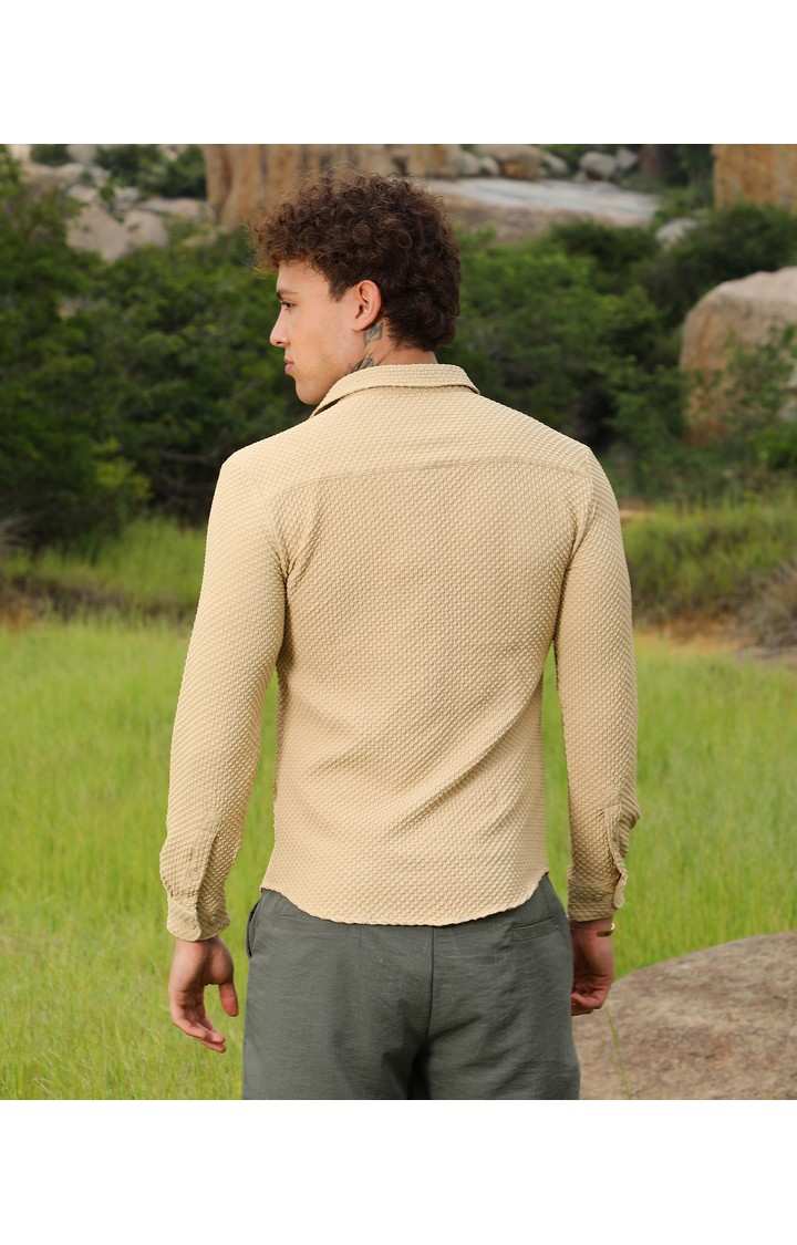 Men's Brown Solid Casual Shirts