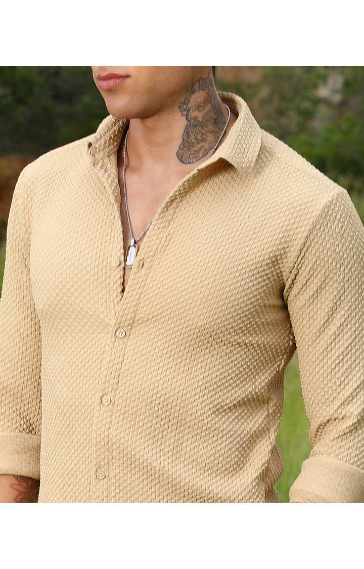 Men's Brown Solid Casual Shirts