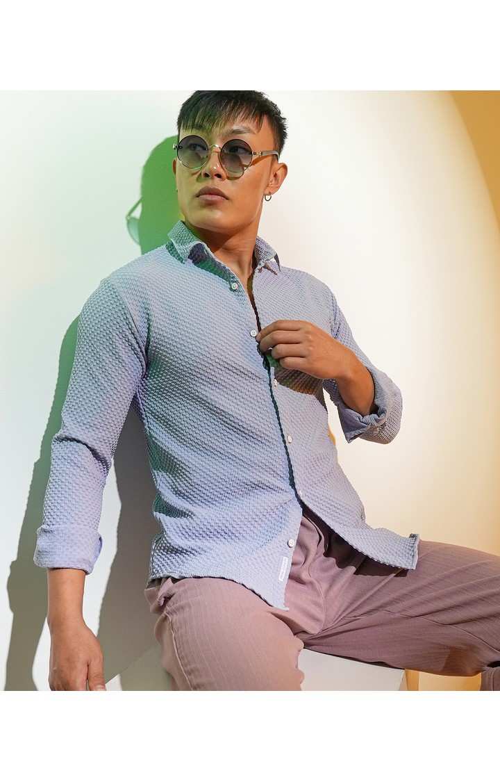 Men's Blue Solid Casual Shirts