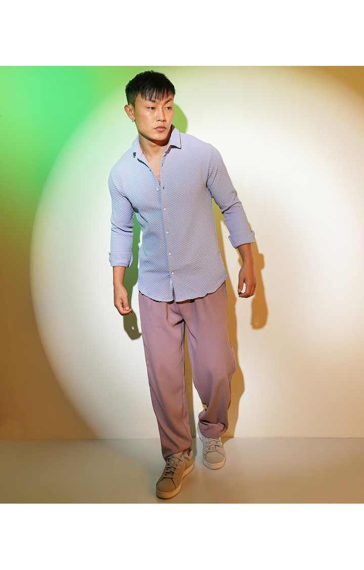 Men's Blue Solid Casual Shirts