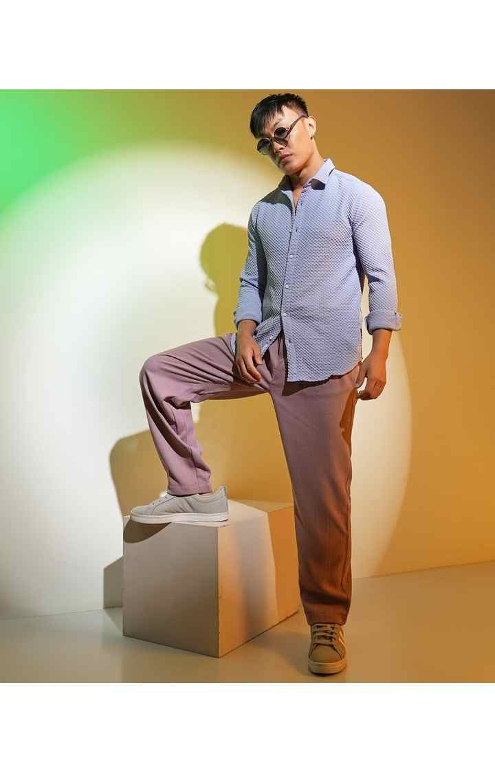 Men's Blue Solid Casual Shirts