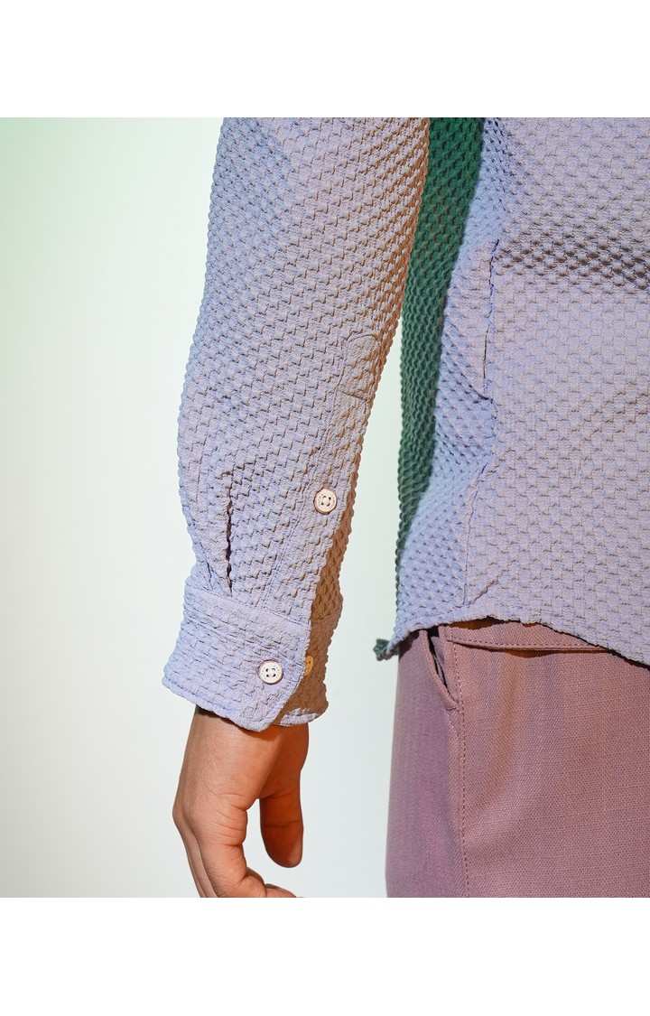 Men's Blue Solid Casual Shirts