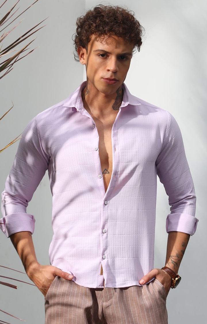 Men's Purple Solid Casual Shirts