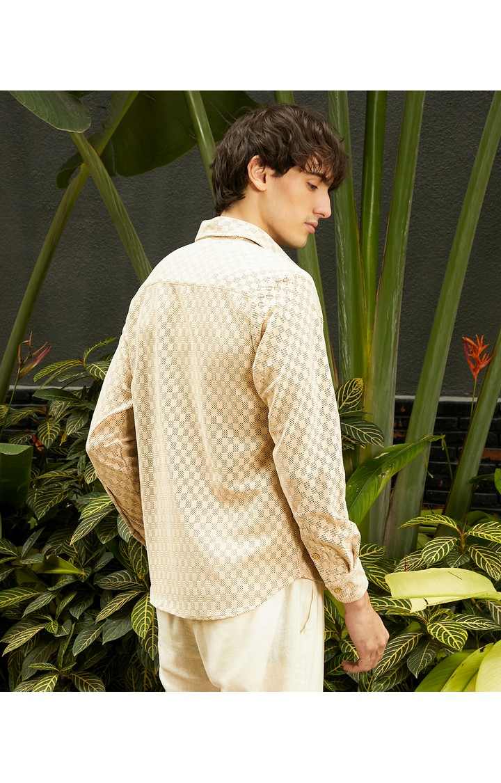 Men's Beige Solid Casual Shirts
