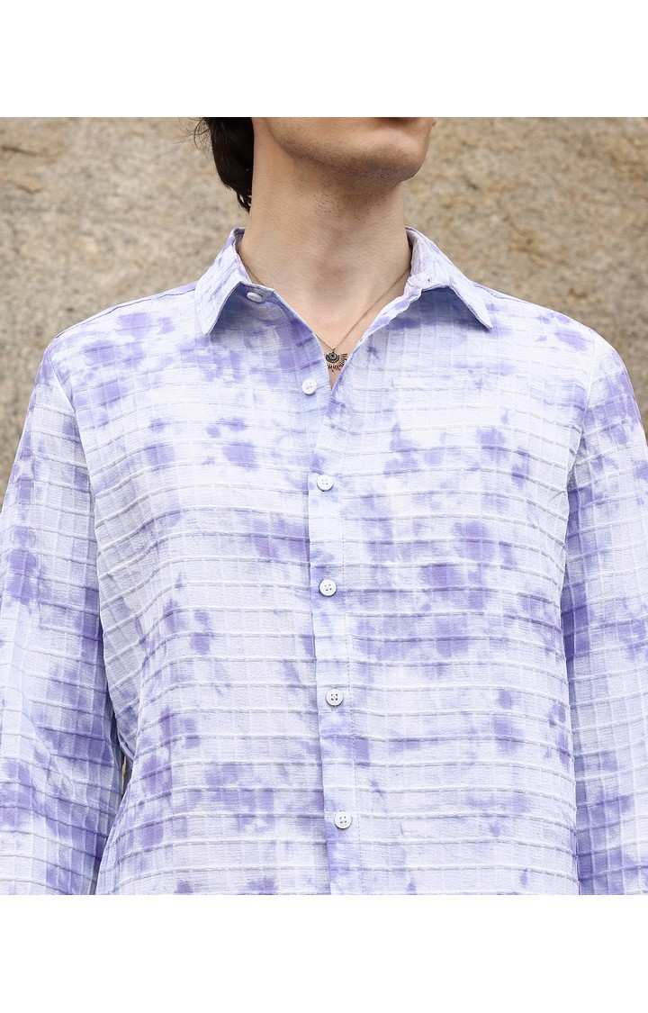 Men's Purple Tie Dye Casual Shirts