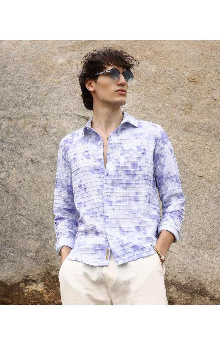 Men's Purple Tie Dye Casual Shirts