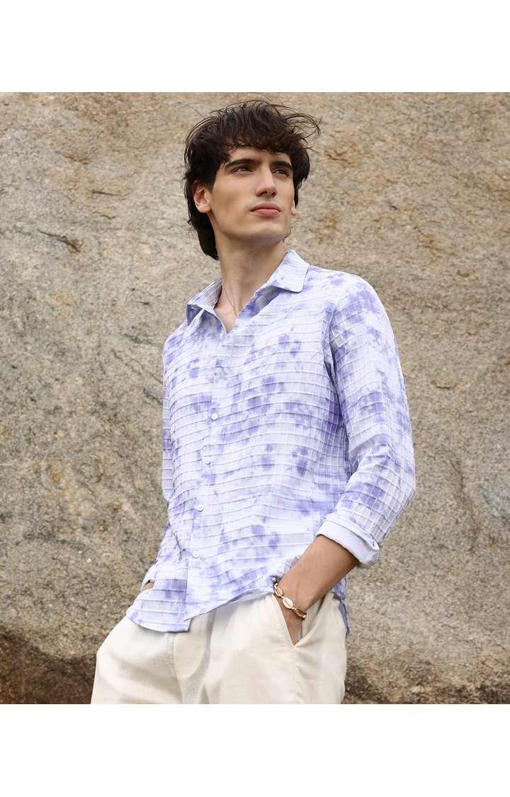 Men's Purple Tie Dye Casual Shirts