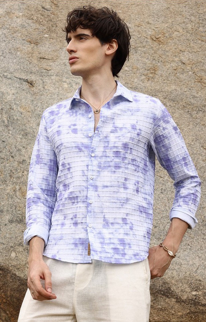 Men's Purple Tie Dye Casual Shirts