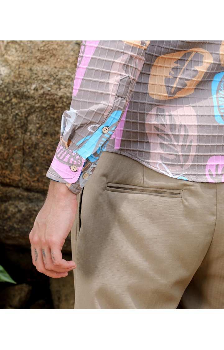 Men's Beige Printed Casual Shirts