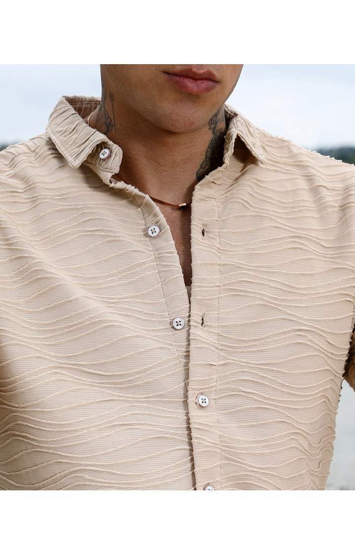 Men's Beige Solid Casual Shirts