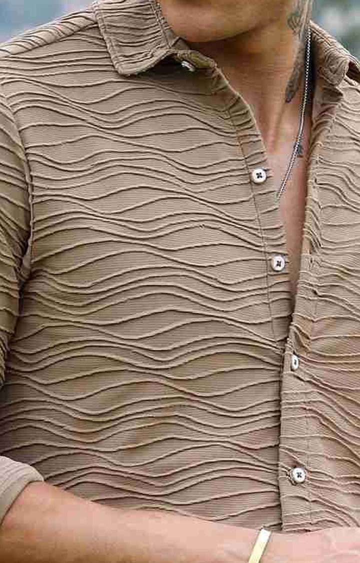 Men's Brown Solid Casual Shirts