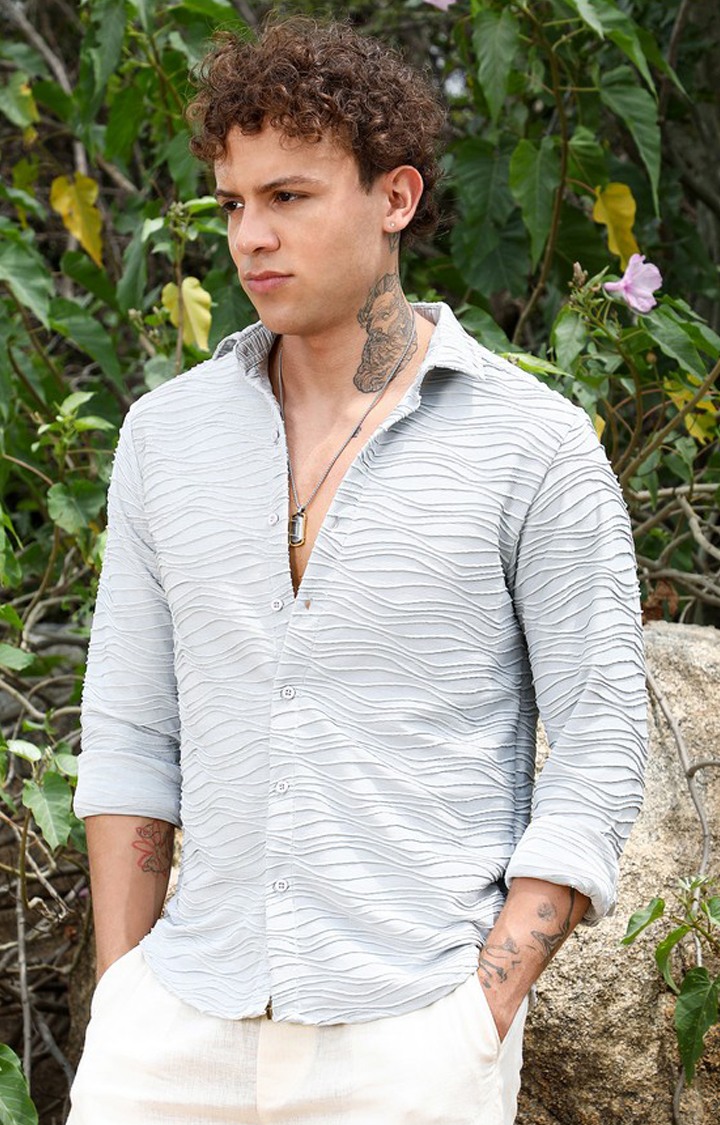 Men's Blue Solid Casual Shirts