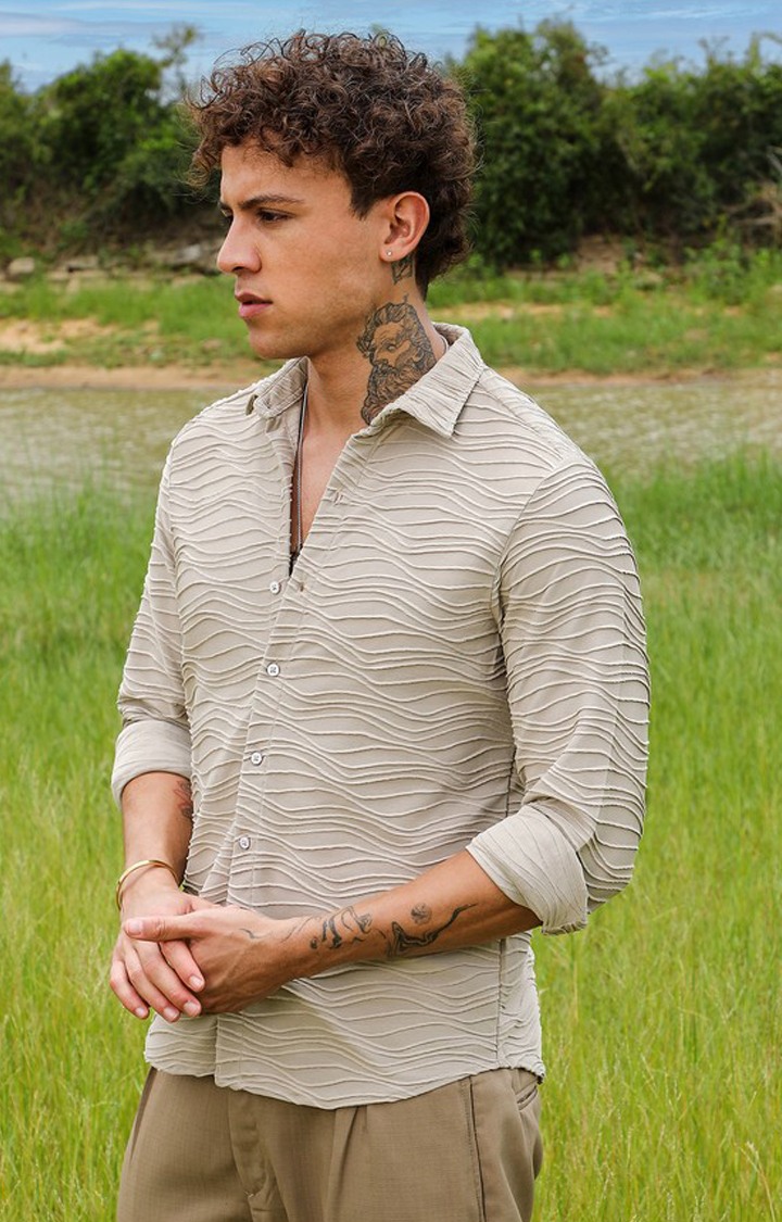 Men's Grey Solid Casual Shirts