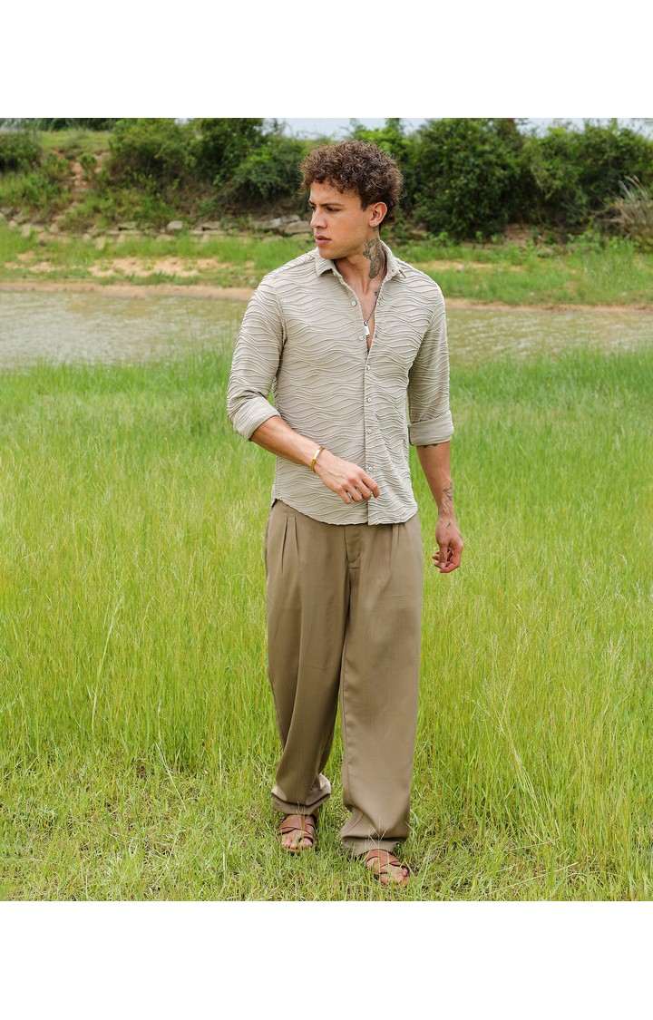 Men's Grey Solid Casual Shirts