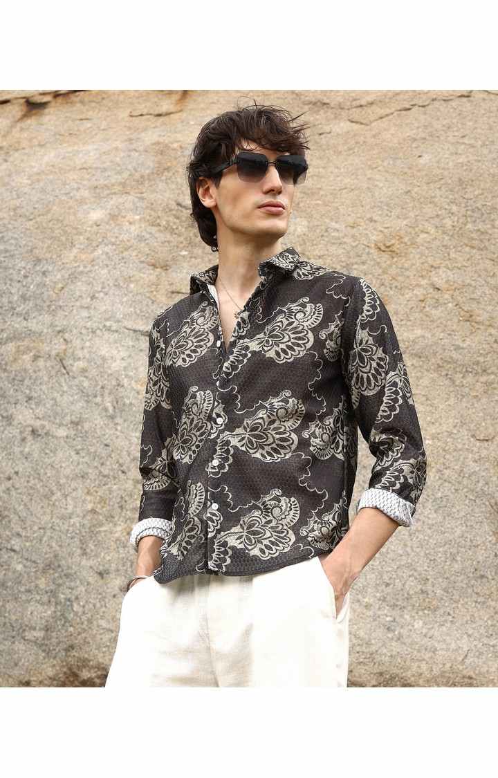 Men's Black Printed Casual Shirts