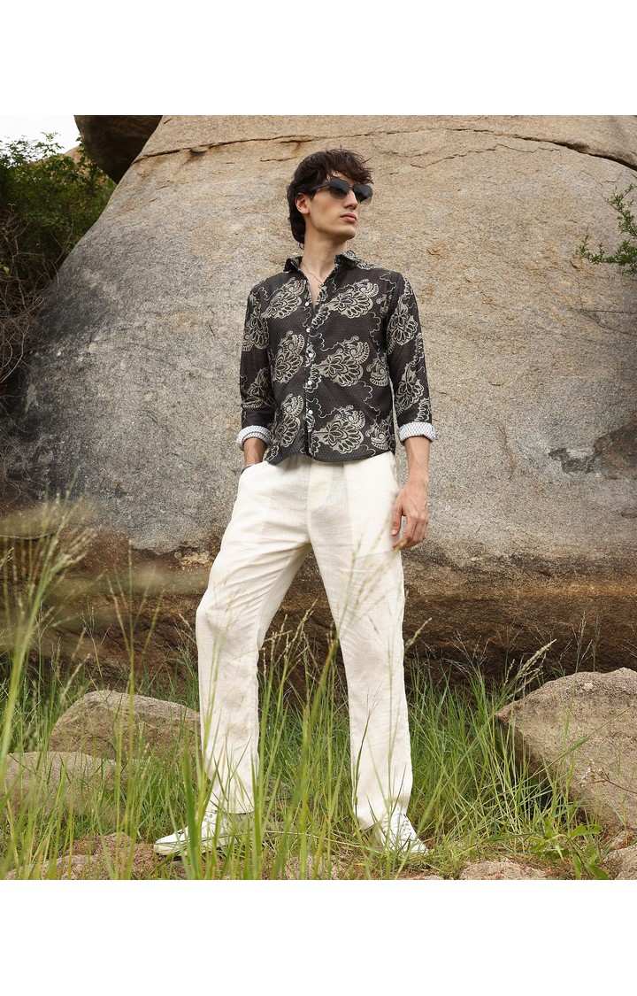 Men's Black Printed Casual Shirts