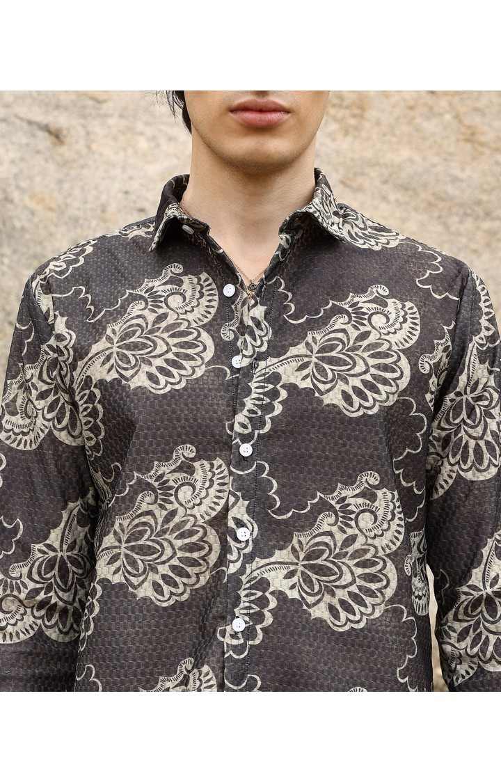 Men's Black Printed Casual Shirts