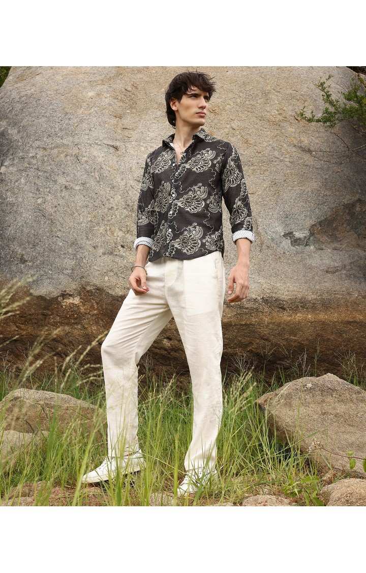 Men's Black Printed Casual Shirts