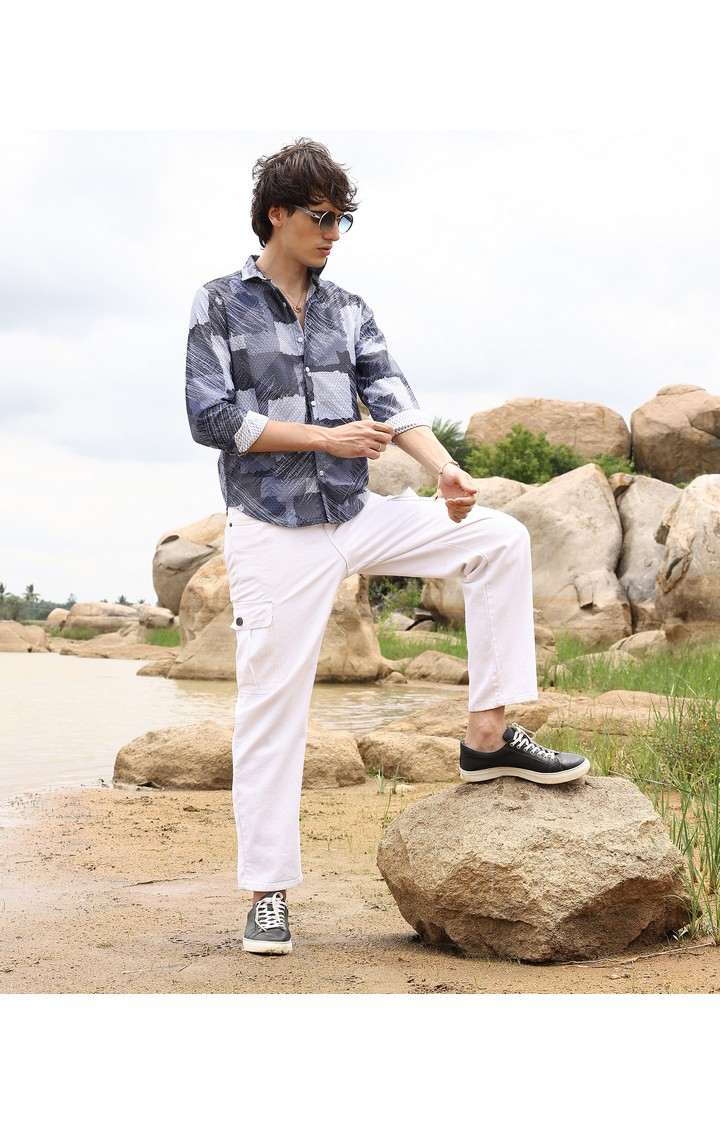 Men's Blue Printed Casual Shirts