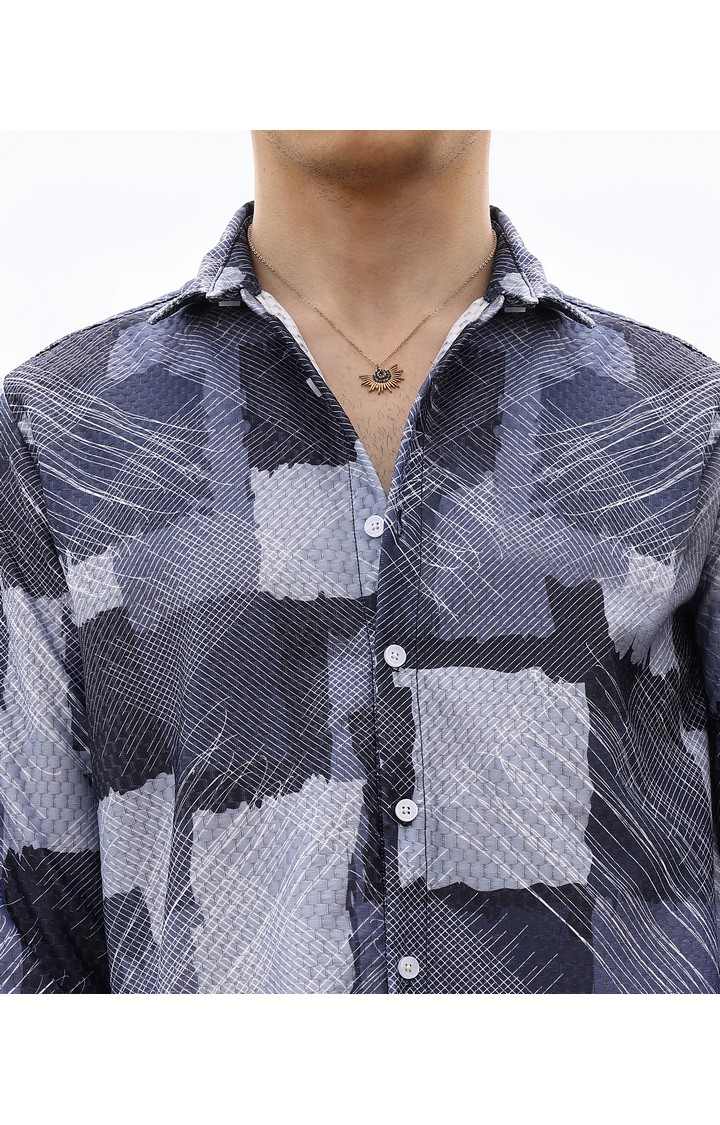 Men's Blue Printed Casual Shirts