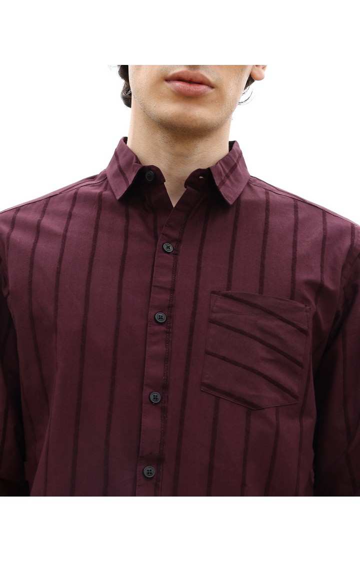 Men's Red Striped Casual Shirts