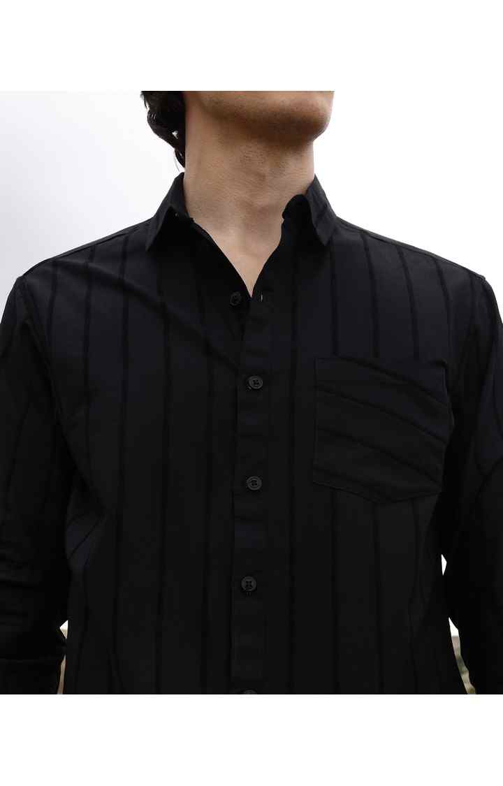 Men's Black Striped Casual Shirts
