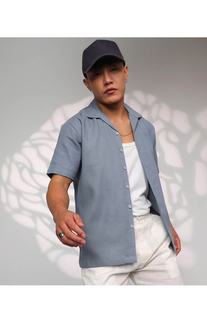 Men's Grey Solid Casual Shirts