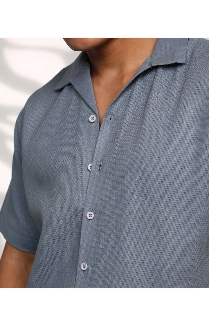Men's Grey Solid Casual Shirts