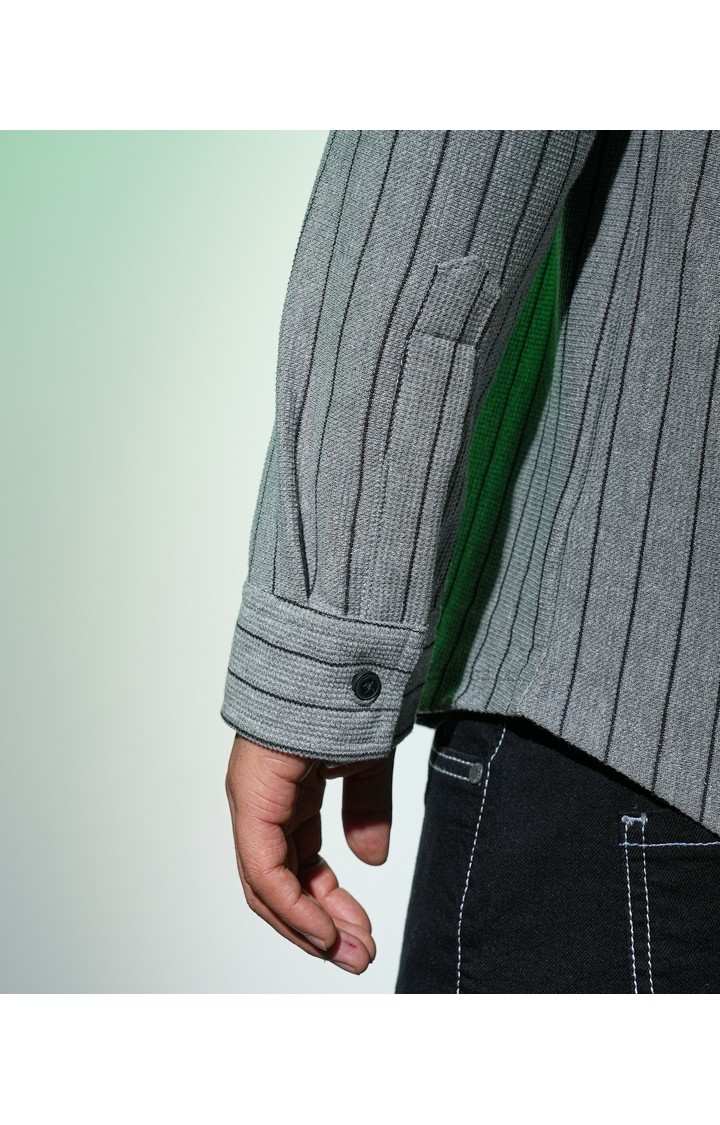 Men's Grey Striped Casual Shirts