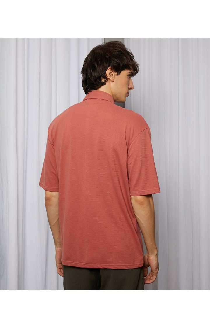 Men's Orange Solid Casual Shirts