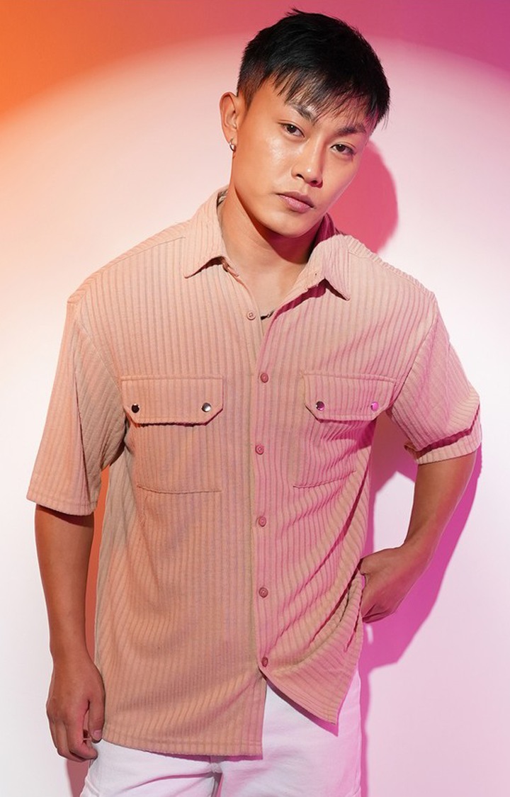 Men's Beige Solid Casual Shirts