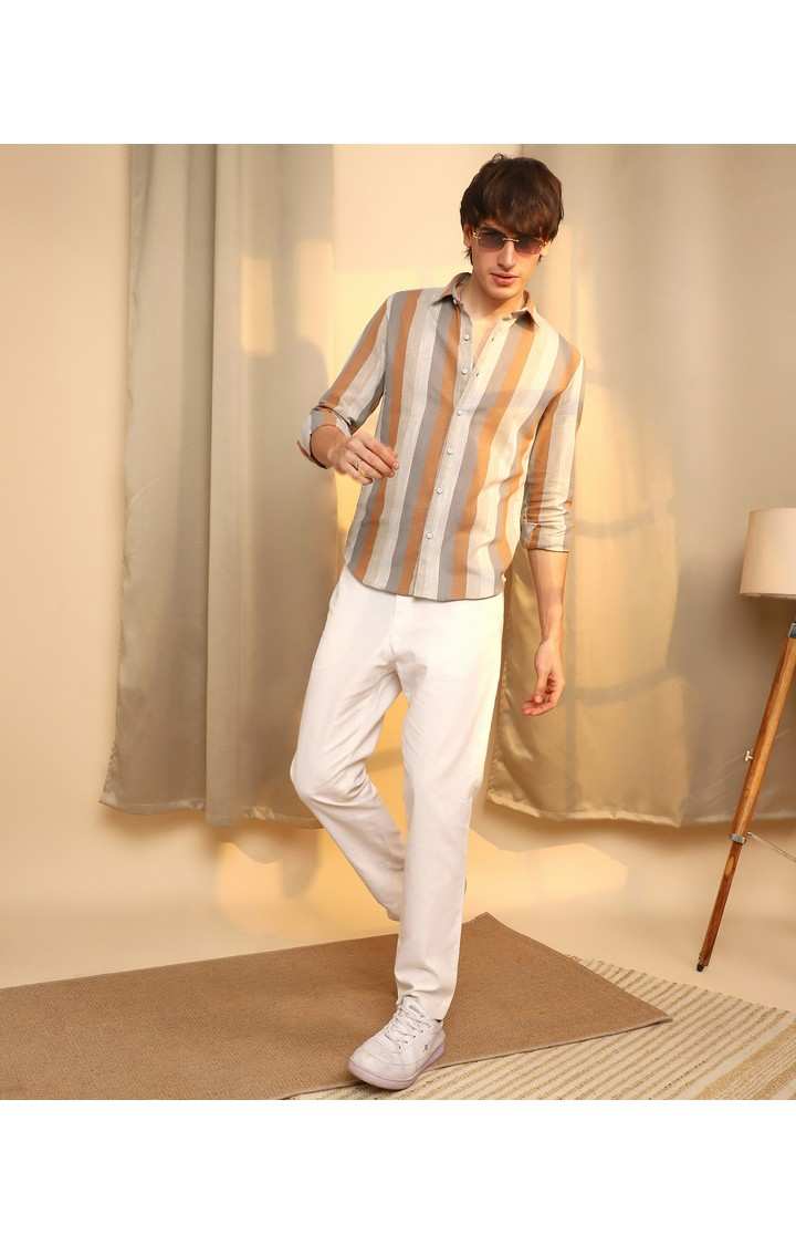 Men's Multicolor Striped Casual Shirts