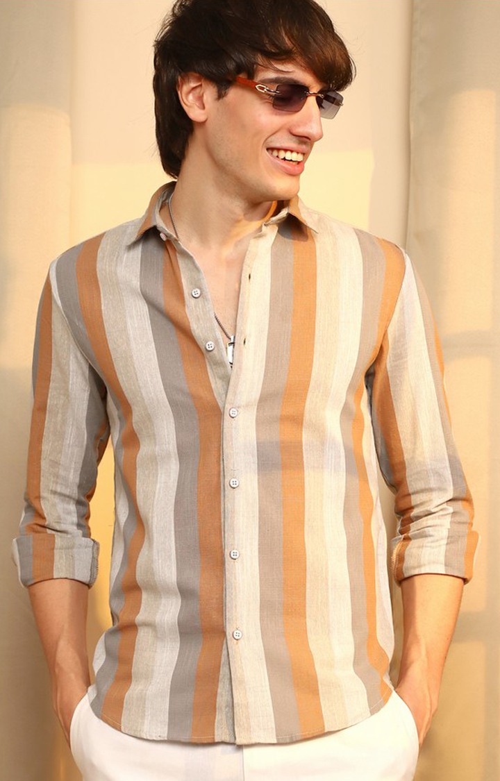Men's Multicolor Striped Casual Shirts