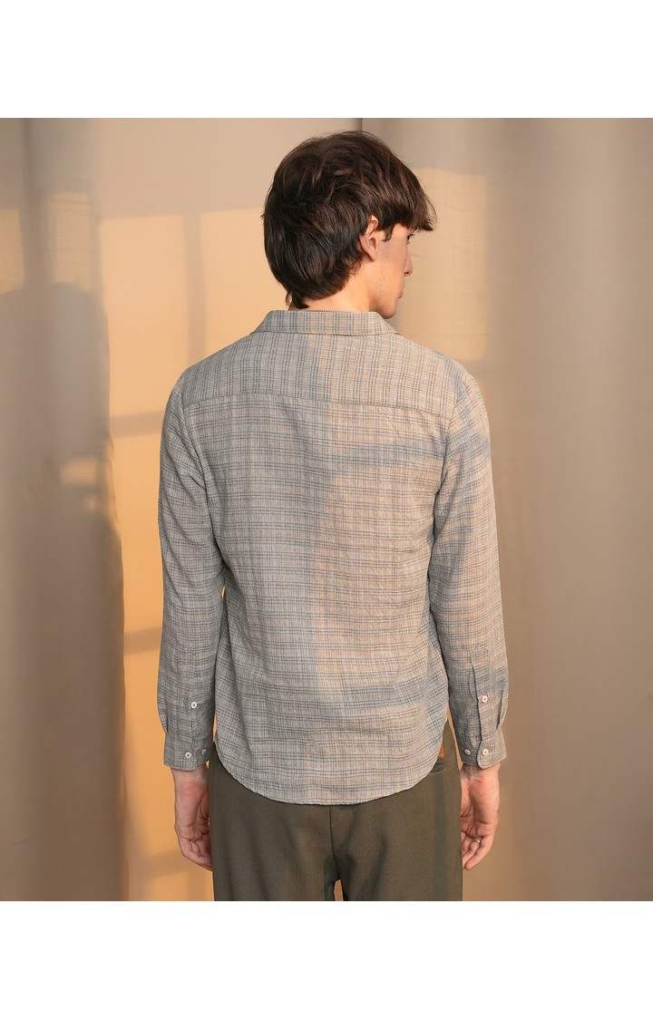 Men's Grey Checked Casual Shirts