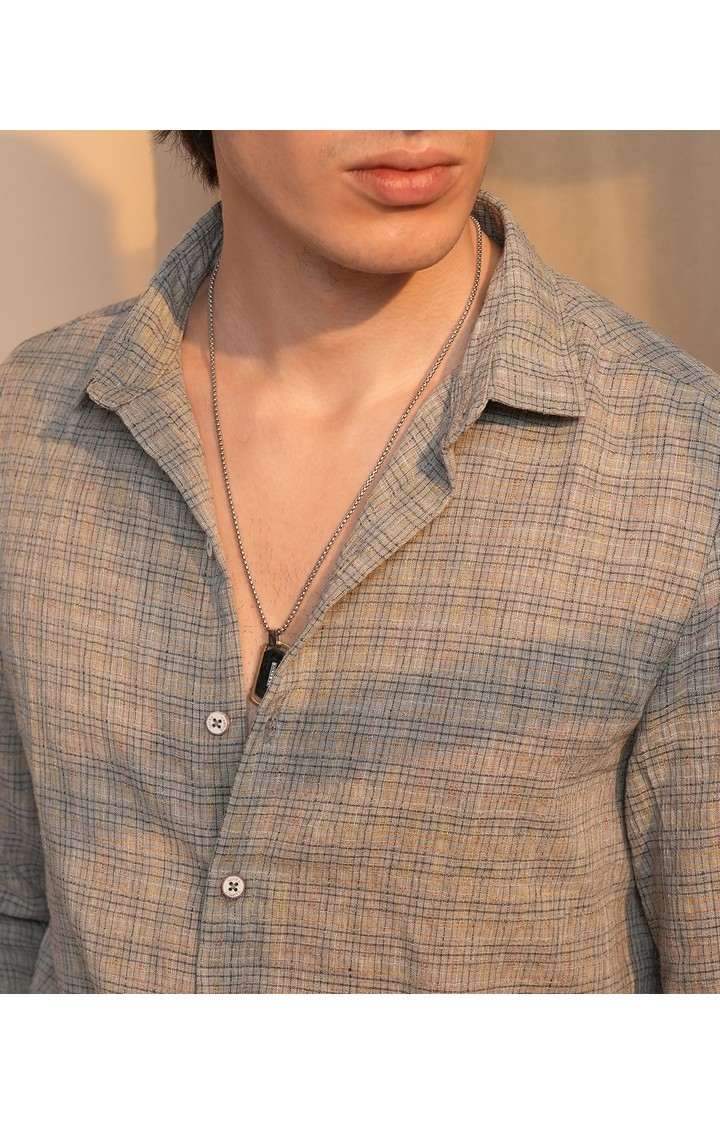 Men's Grey Checked Casual Shirts