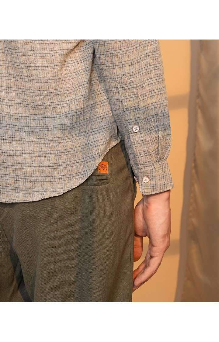 Men's Grey Checked Casual Shirts