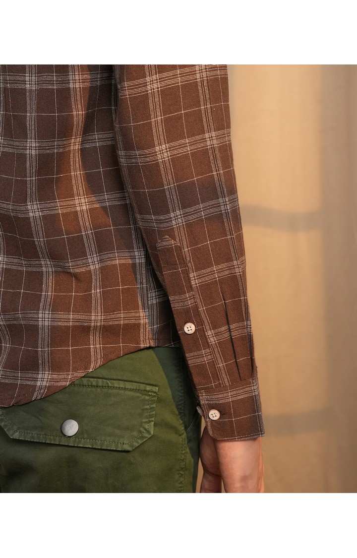 Men's Maroon Checked Casual Shirts